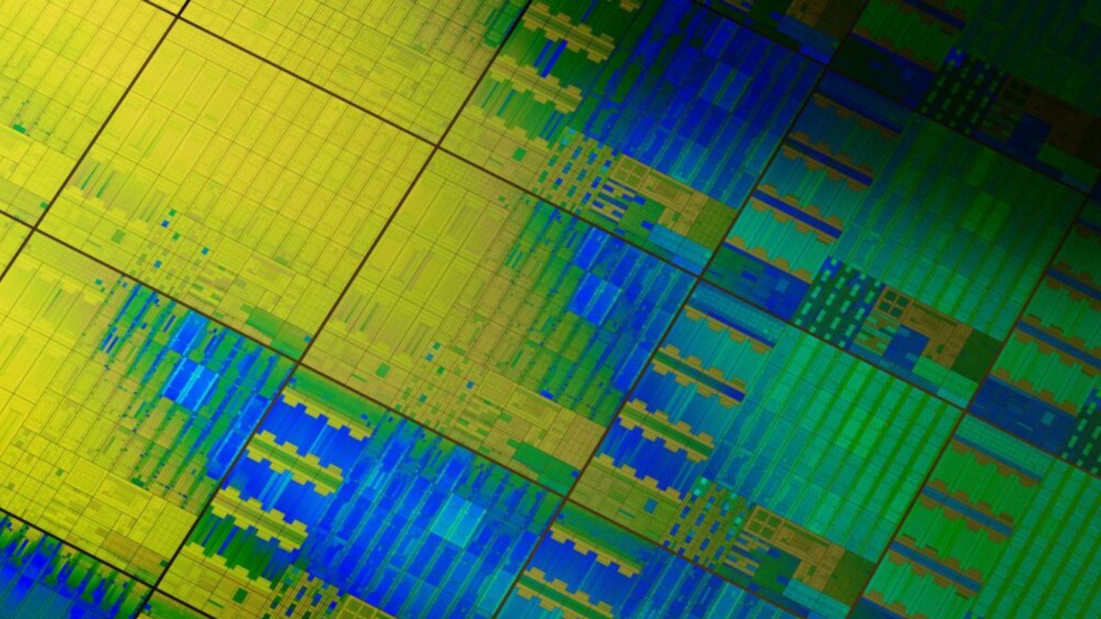Silicon wafer with printed circuits catching the light